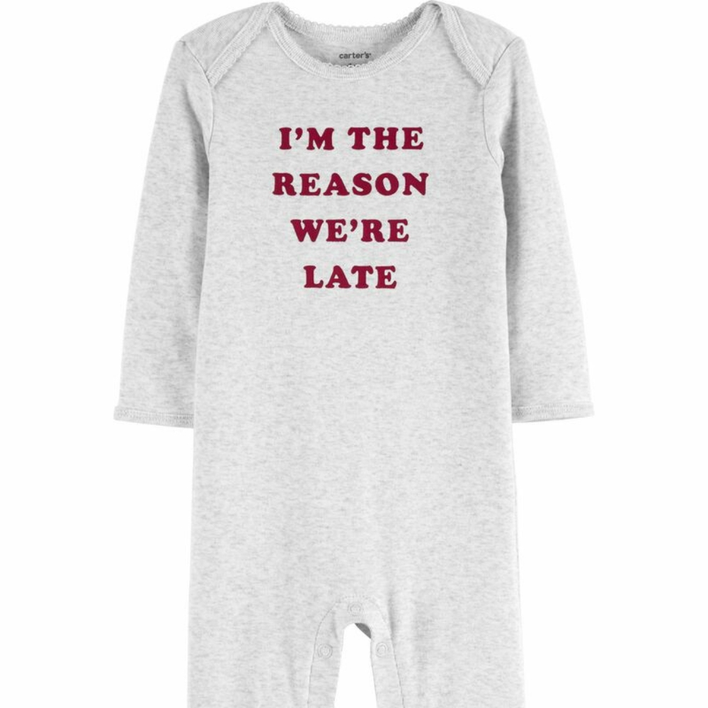 CARTER'S Baby Girl "The Reason We're Late" Jumpsuit 24M NWT